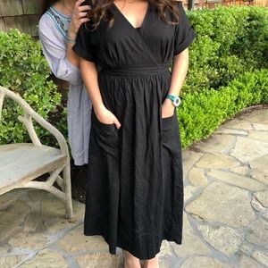 Black Urban Outfitters Midi Wrap Dress